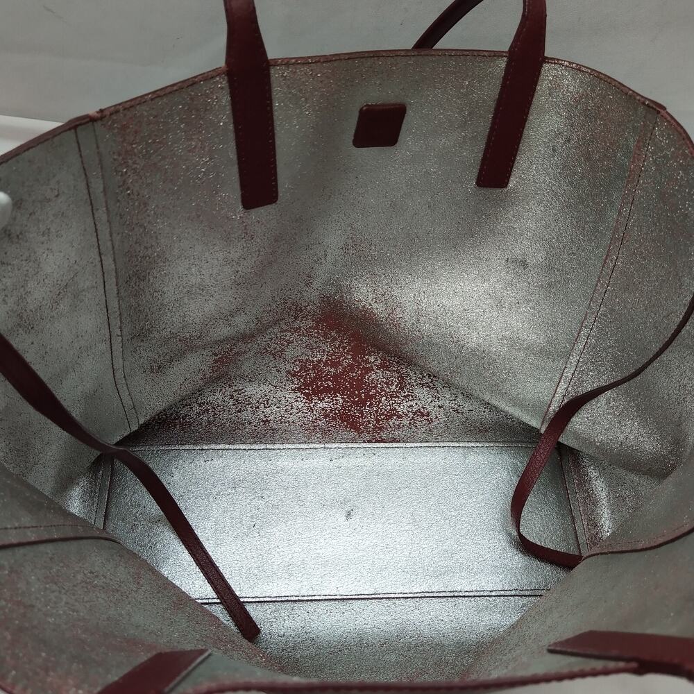 MCM Wandel Red Ruby Tan Leather Reversible Double Handle Shopper Tote Bag - Picture 10 of 16
